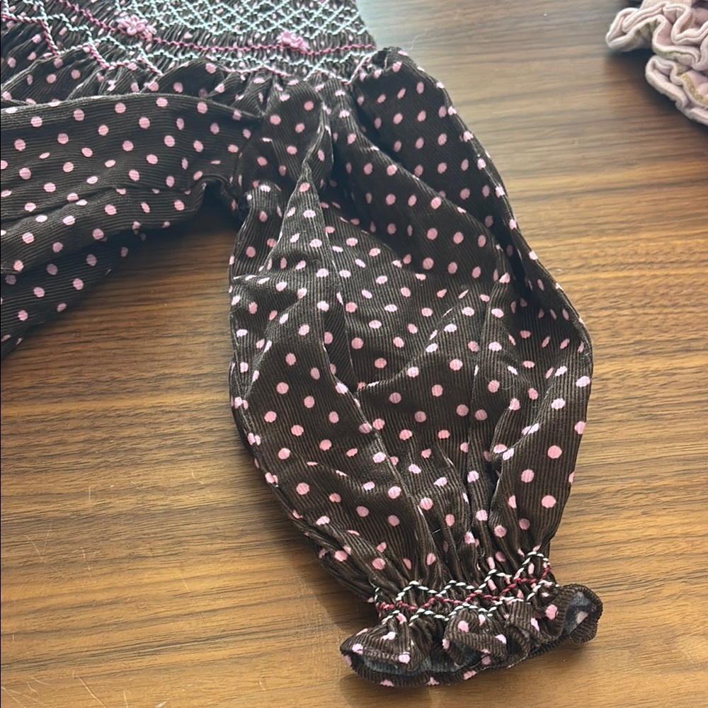 Brown Polka Dot Long Sleeve Dress - Picture 4 of 4